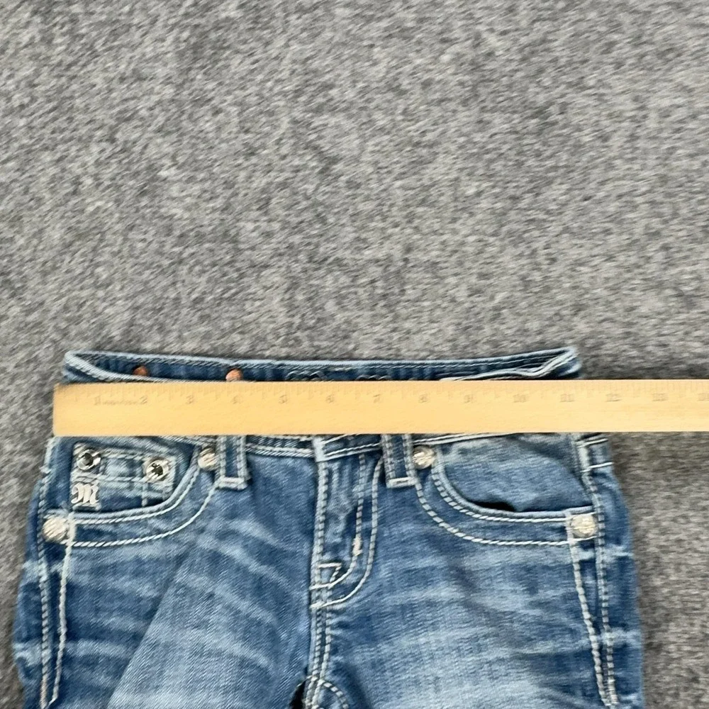 Miss Me Bermuda Shorts Girls 8 Blue Denim Jean Embroidered Cross Pockets JK5445M